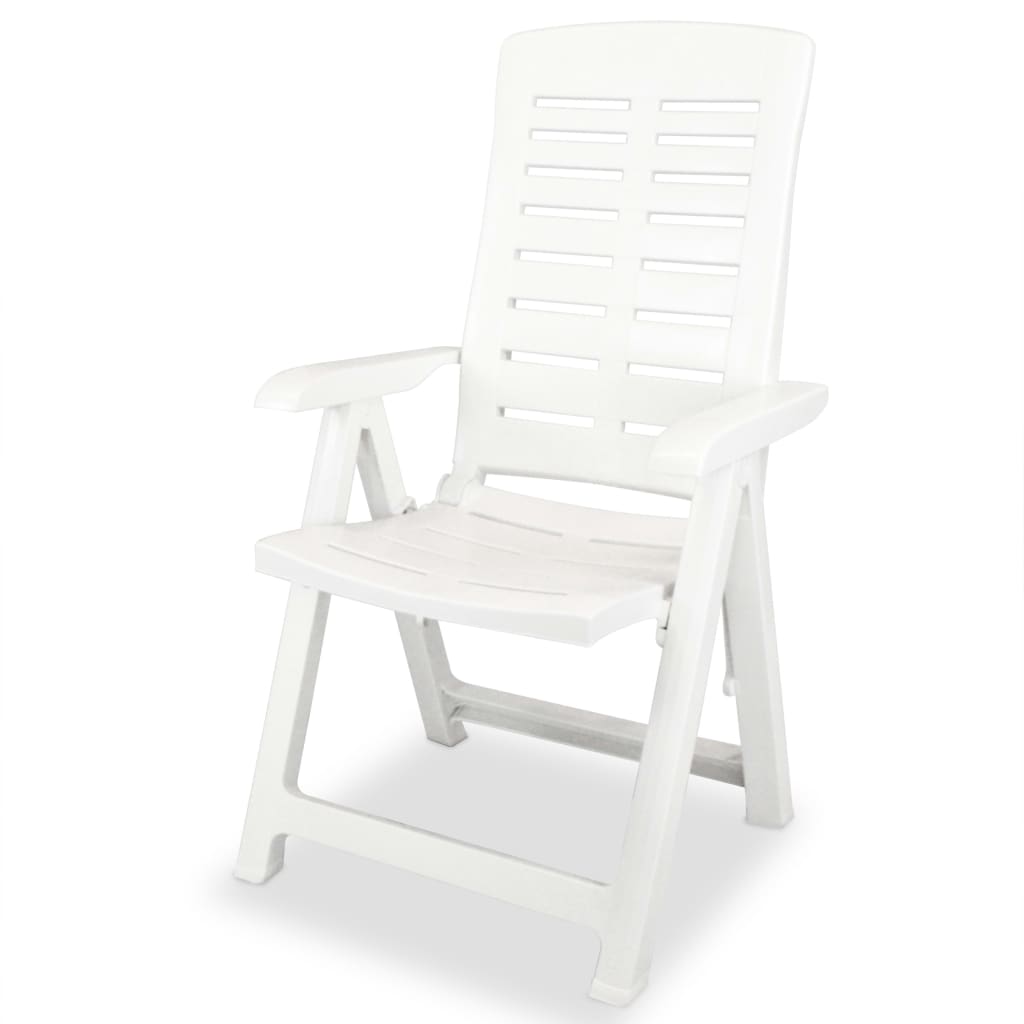 vidaXL atgāžami dārza krēsli, 4 gab., plastmasa, balti