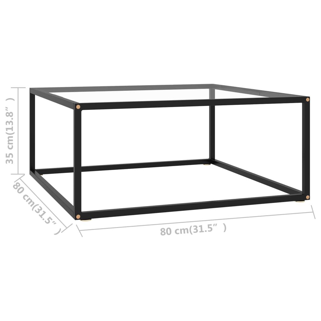 vidaXL kafijas galdiņš, melns, 80x80x35 cm, rūdīts stikls