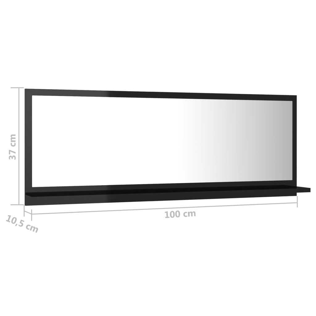 vidaXL vannasistabas spogulis, spīdīgi melns, 100x10,5x37 cm