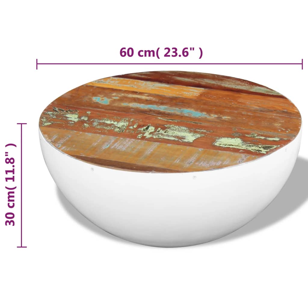 vidaXL kafijas galdiņš, pārstrādāts masīvkoks, 60x60x30 cm