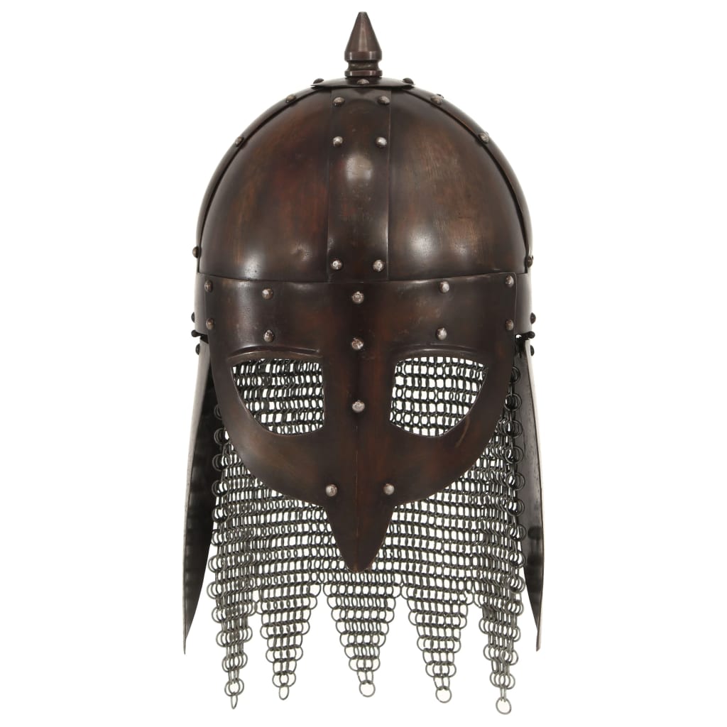vidaXL vikingu karotāju bruņucepure, replika, vara krāsas tērauds