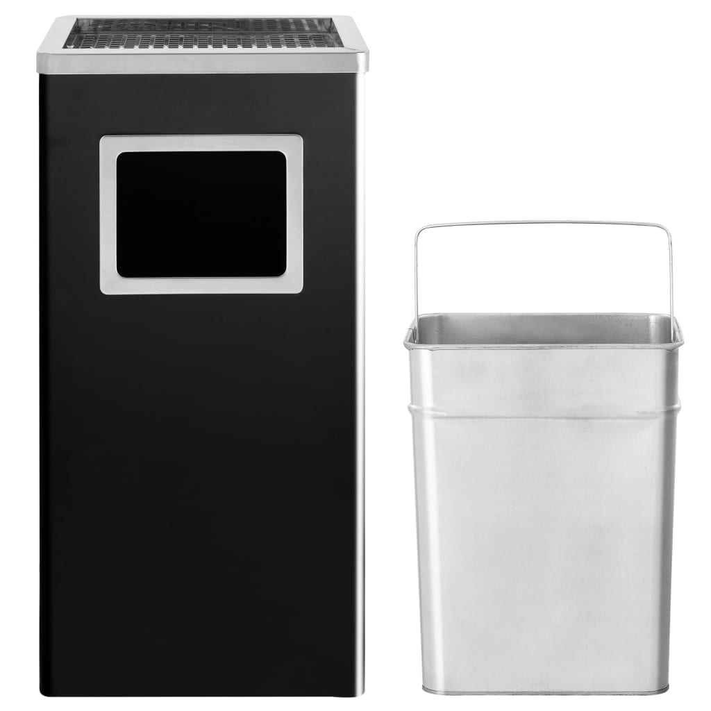 vidaXL atkritumu tvertne ar pelnu trauku, 45 L, tērauds, melna