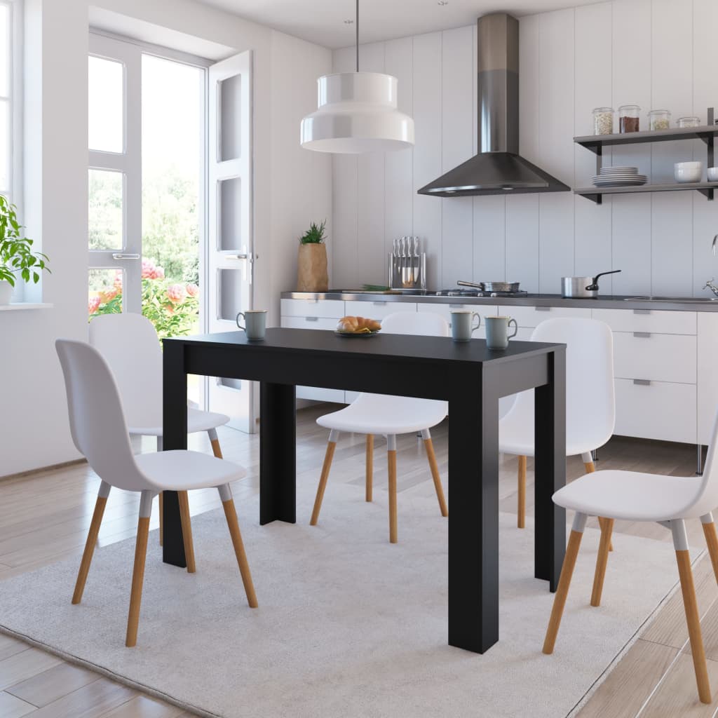 vidaXL virtuves galds, 120x60x76 cm, skaidu plāksne, melns