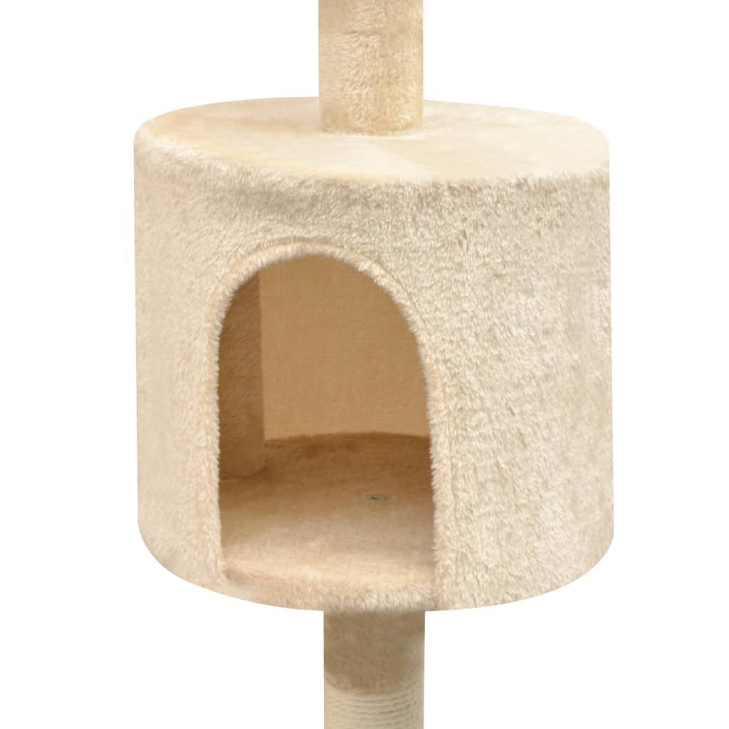 vidaXL kaķu māja ar sizala stabiem nagu asināšanai, 125 cm, bēša