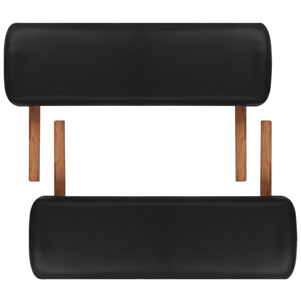 vidaXL masāžas galds, saliekams, 2 daļas, koka rāmis, melns