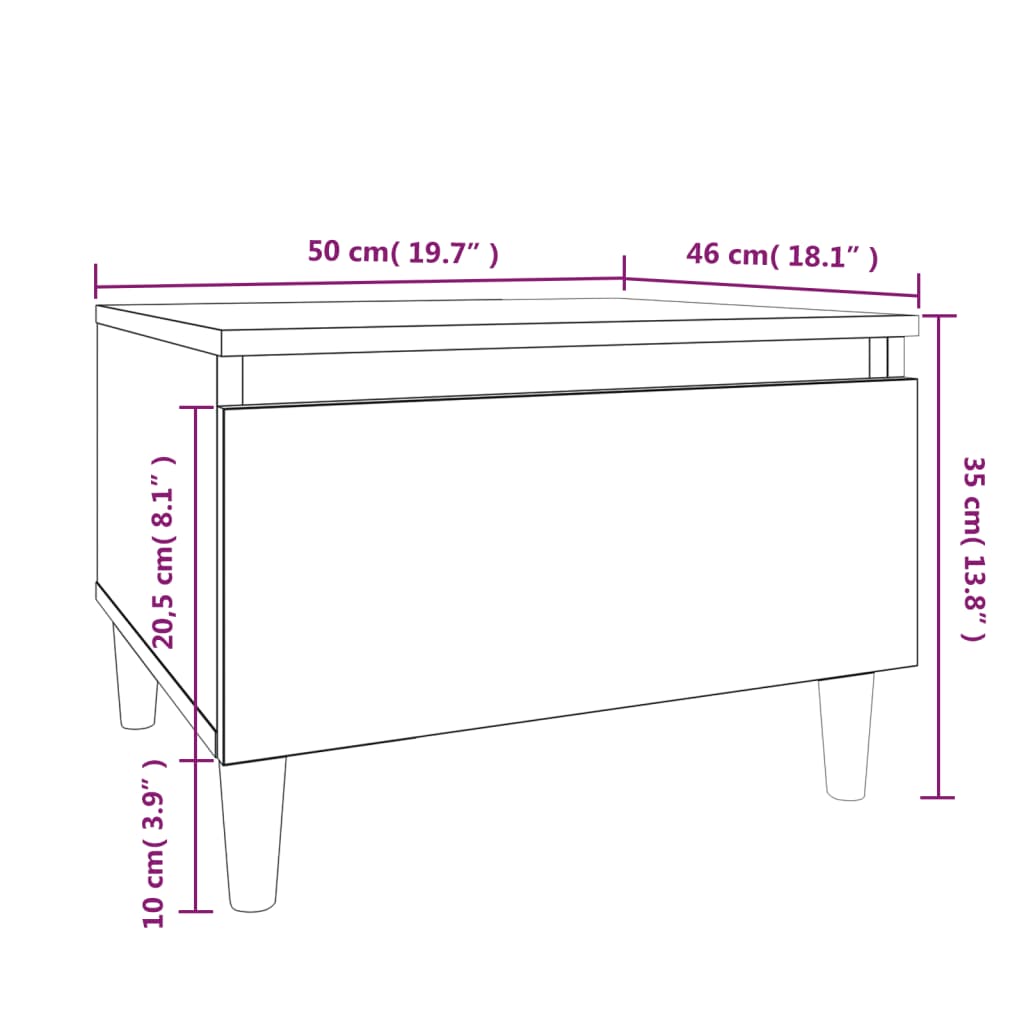 vidaXL galdiņš, 2 gab.,pelēcīga ozolkoka, 50x46x35 cm