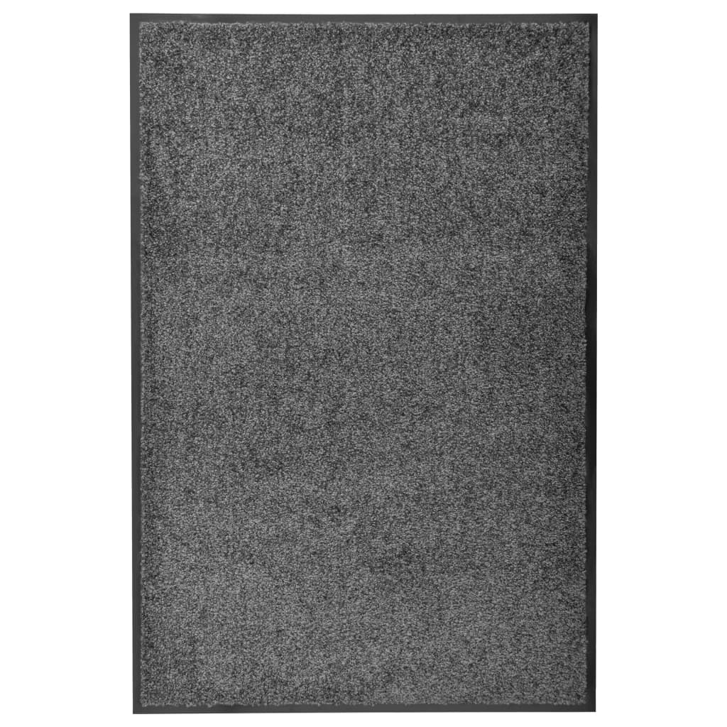 vidaXL durvju paklājs, mazgājams, antracītpelēks, 60x90 cm