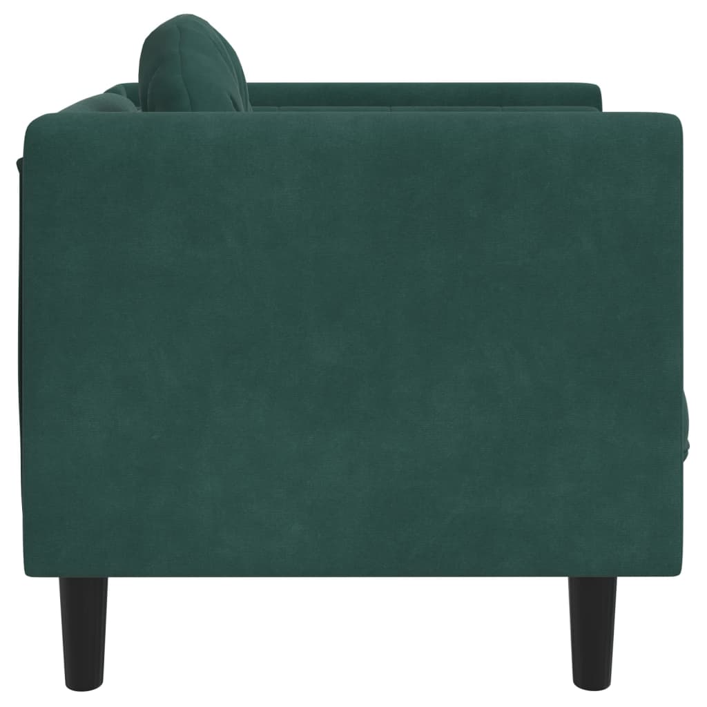 vidaXL atpūtas krēsls ar spilvenu, tumši zaļš samts