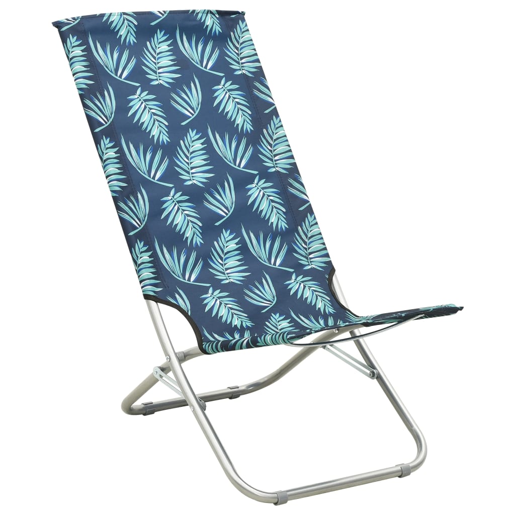 vidaXL salokāmi pludmales krēsli, 2 gab., audums ar lapu apdruku