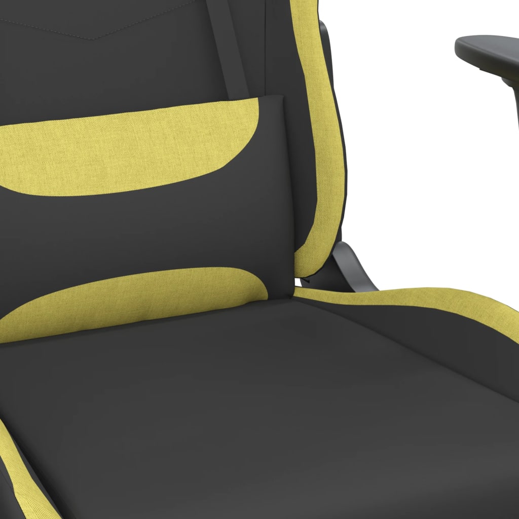 vidaXL masāžas datorspēļu krēsls, melns un gaiši zaļš audums