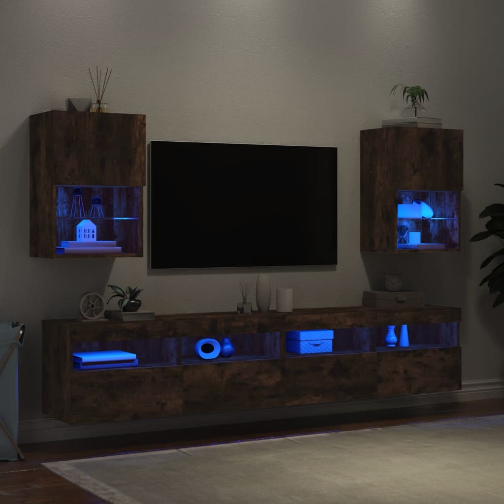 vidaXL TV skapīši ar LED, 2 gab., ozolkoka krāsa, 40,5x30x60 cm