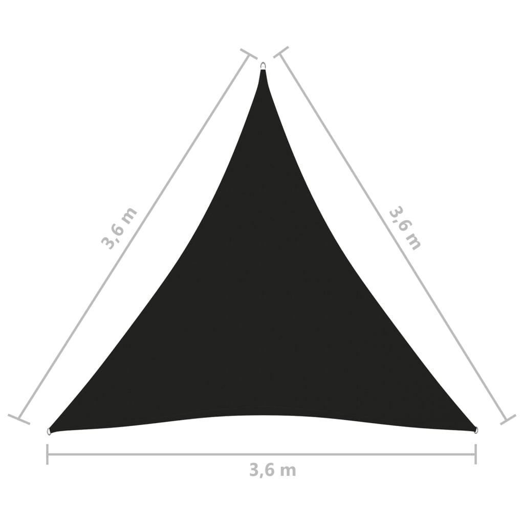 vidaXL saulessargs, 3,6x3,6x3,6 m, trijstūra, melns oksforda audums