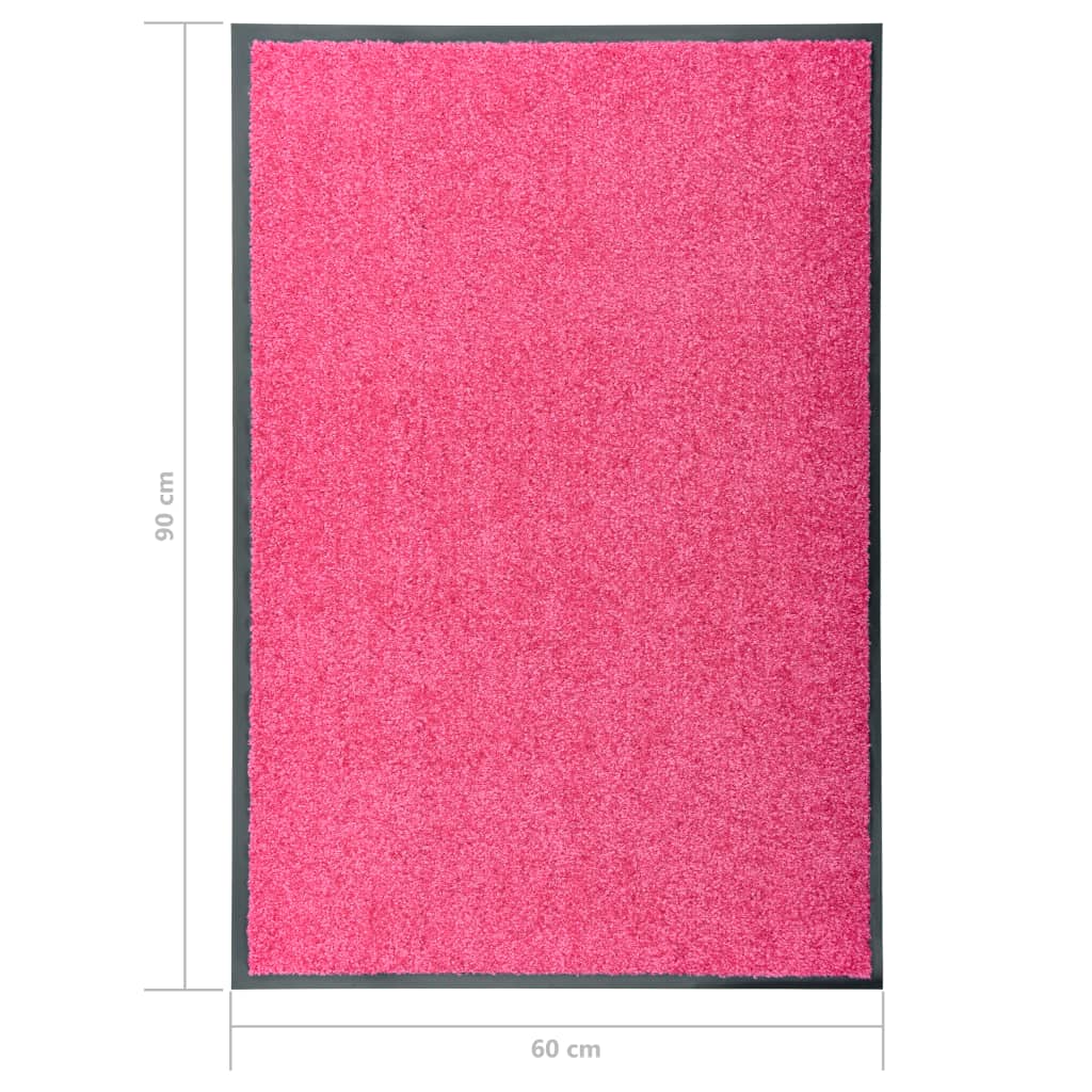 vidaXL durvju paklājs, mazgājams, rozā, 60x90 cm