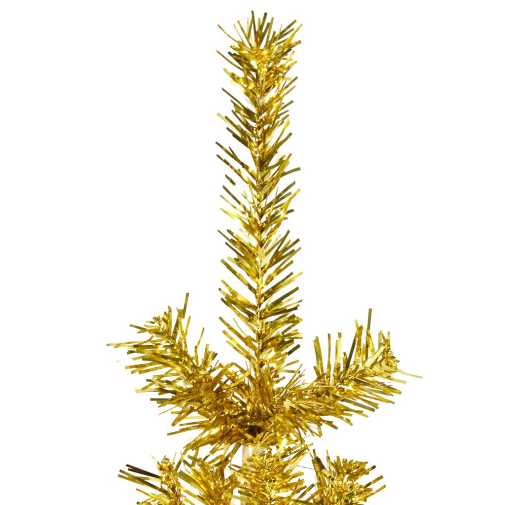 vidaXL mākslīgā Ziemassvētku egle ar statīvu, pusapaļa, zelta, 180 cm
