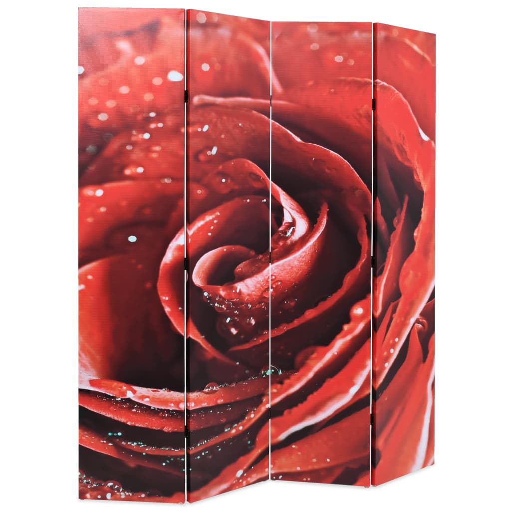 vidaXL istabas aizslietnis, 160x170 cm, saliekams, sarkans ar rozi