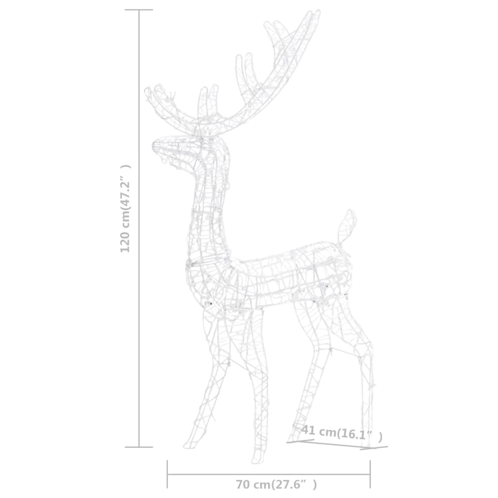 vidaXL ziemeļbriežu dekorācijas, 2 gab., akrils, 120 cm, krāsainas