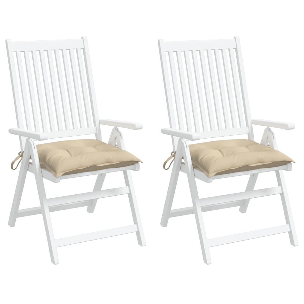 vidaXL dārza krēslu matrači, 2 gab., bēši, 40x40x7 cm, audums