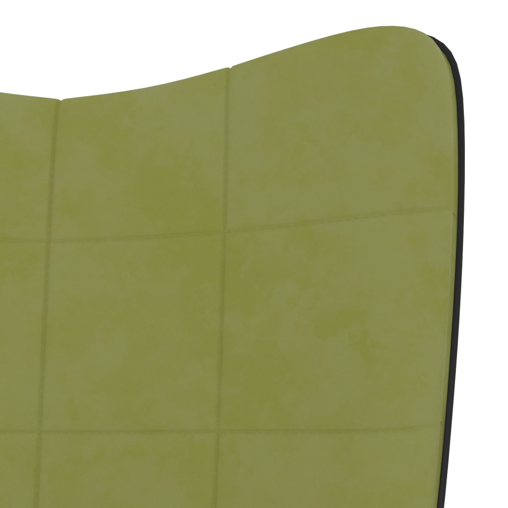 vidaXL atpūtas krēsls ar kāju balstu, gaiši zaļš, samts un PVC