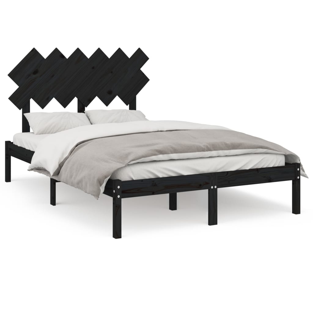 vidaXL gultas rāmis, melns, 120x200 cm, masīvkoks