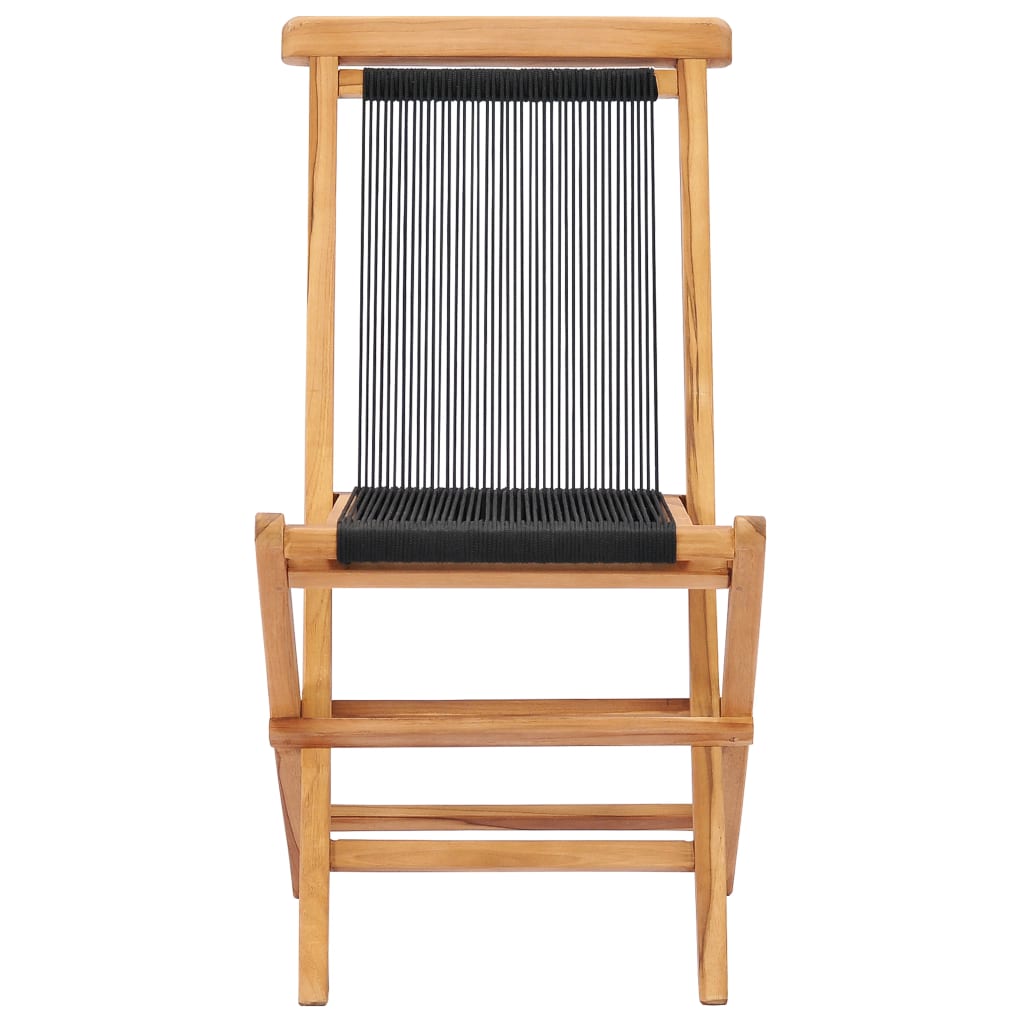 vidaXL saliekami dārza krēsli, 2 gab., masīvs tīkkoks un auklas