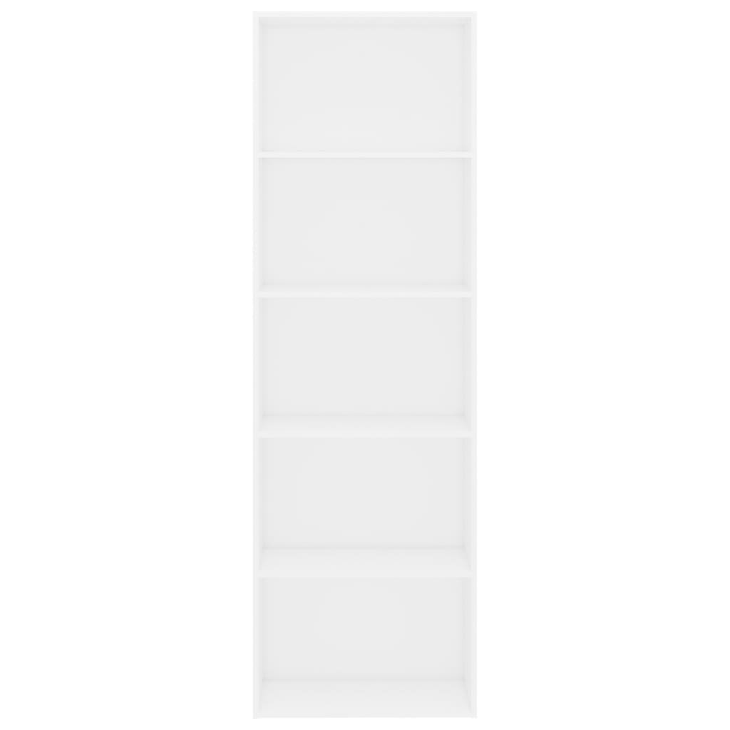 vidaXL 5-līmeņu grāmatu plaukts, balts, 60x30x189 cm, skaidu plāksne