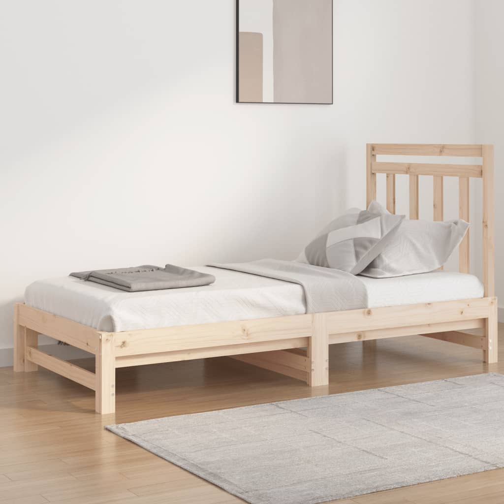vidaXL izvelkama gulta, 2x(90x190) cm, priedes masīvkoks