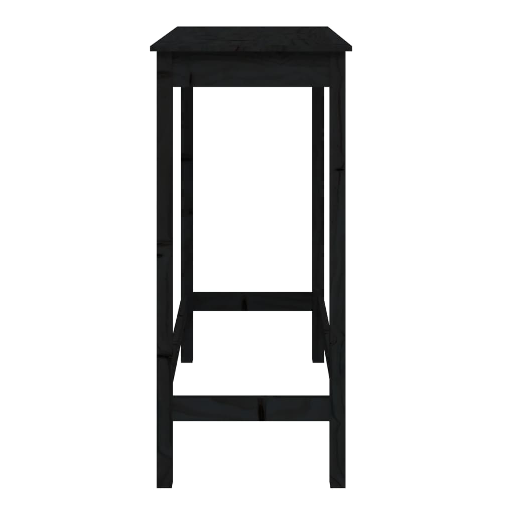 vidaXL bāra galds, melns, 100x50x110 cm, priedes masīvkoks