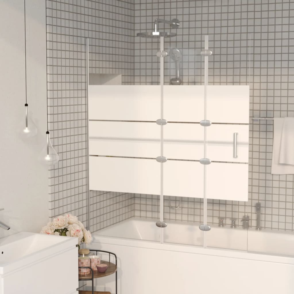 vidaXL salokāma dušas siena, ESG, 120x140 cm, balta