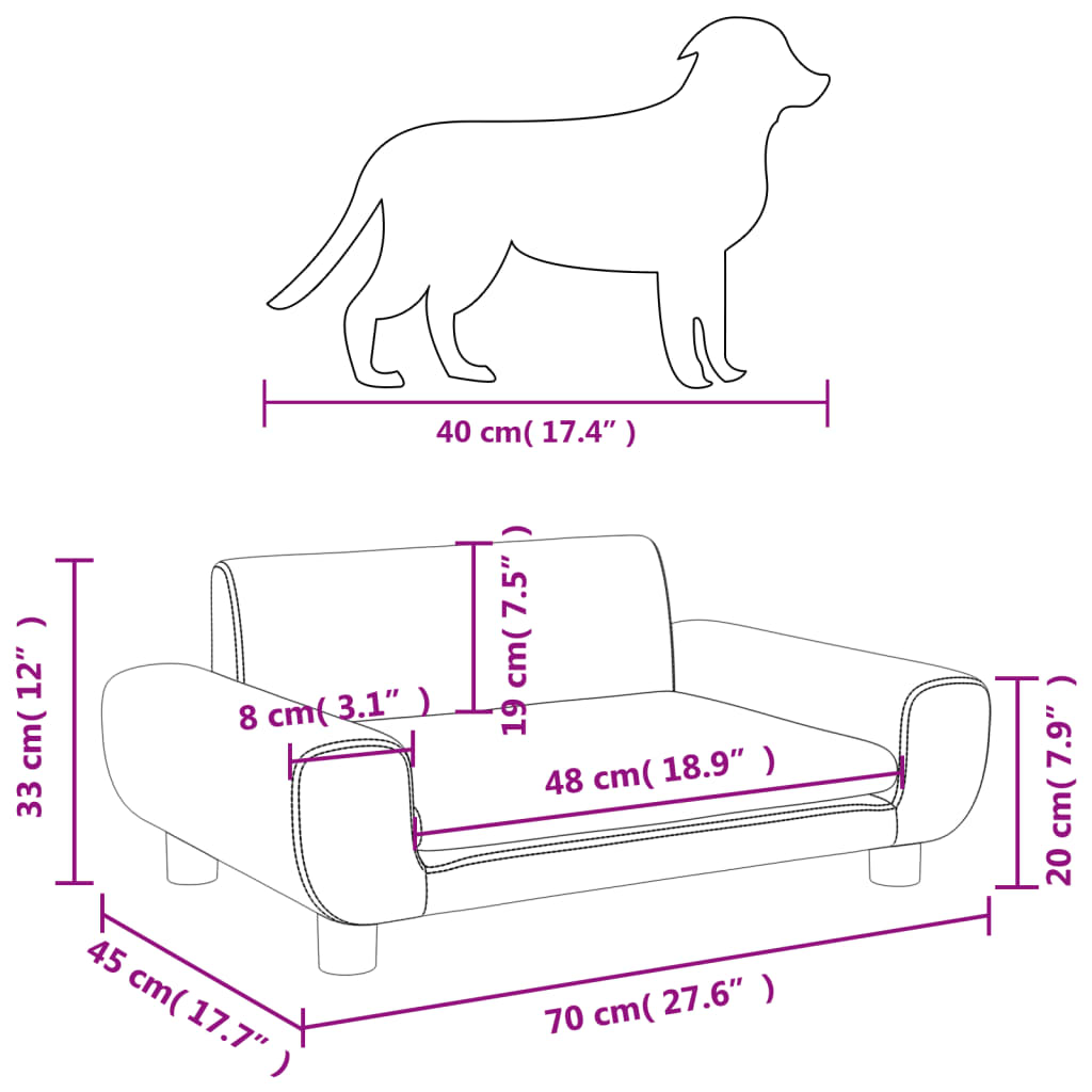 vidaXL gulta suņiem, gaiši pelēka, 70x45x33 cm, samts
