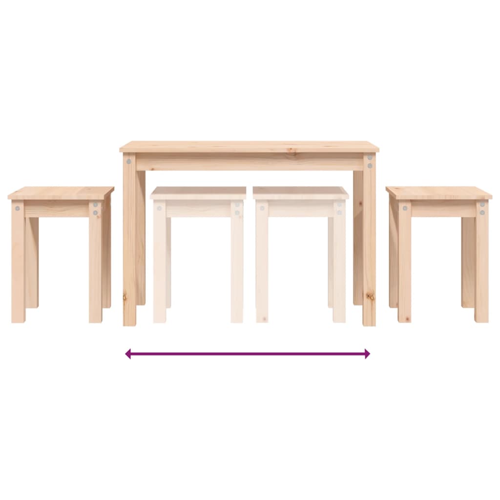 vidaXL galdiņi, 3 gab., sabīdāmi, priedes masīvkoks