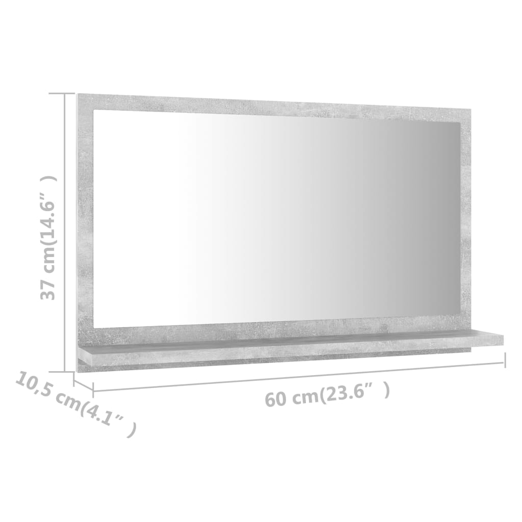 vidaXL vannasistabas spogulis, betona pelēks, 60x10,5x37 cm
