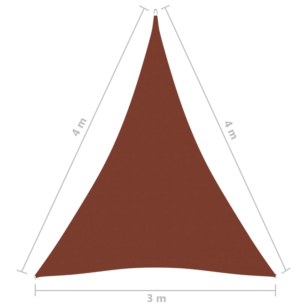 vidaXL saulessargs, 3x4x4 m, trijstūra, sarkanbrūns oksforda audums