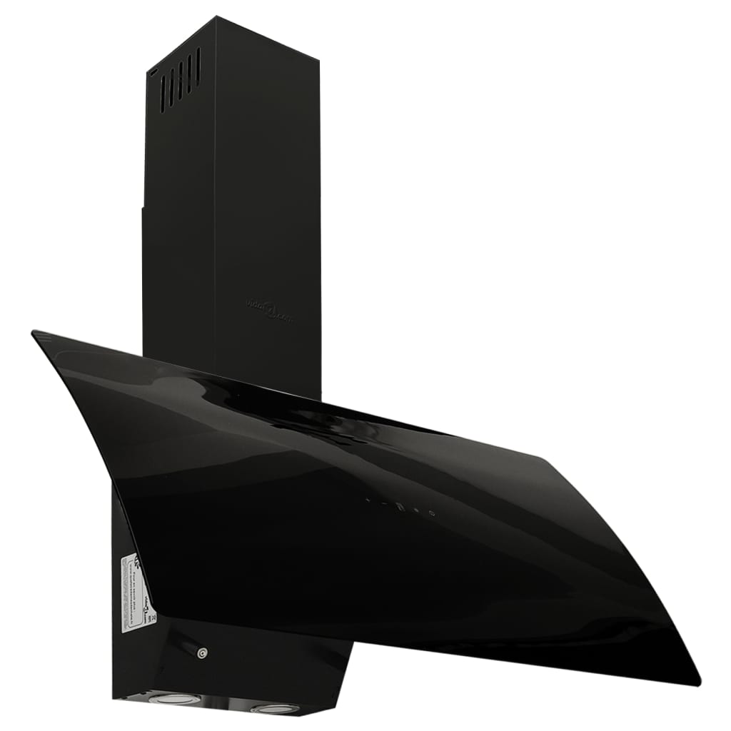 vidaXL tvaika nosūcējs, 90 cm, tērauds, rūdīts stikls, melns