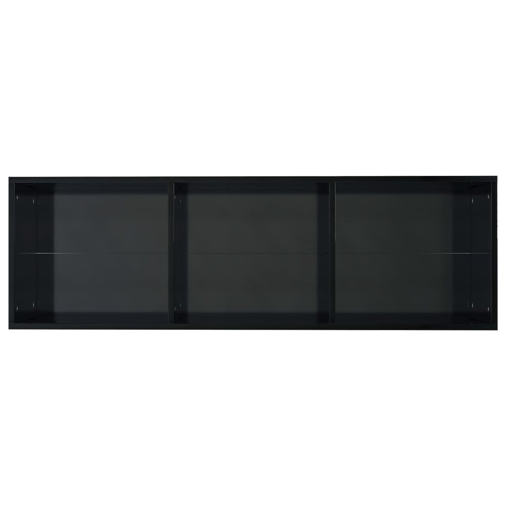 vidaXL grāmatu plaukts, 36x30x114 cm, spīdīgi melns, skaidu plāksne