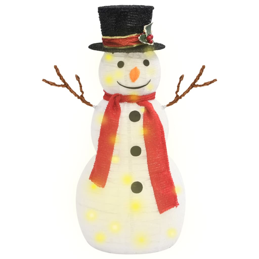 vidaXL dekoratīva Ziemassvētku sniegavīra figūra ar LED, audums, 60 cm