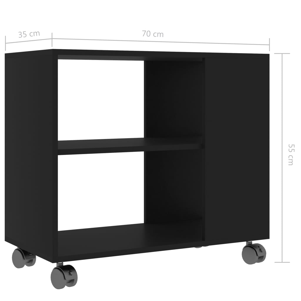 vidaXL galdiņš, melns, 70x35x55 cm, inženierijas koks