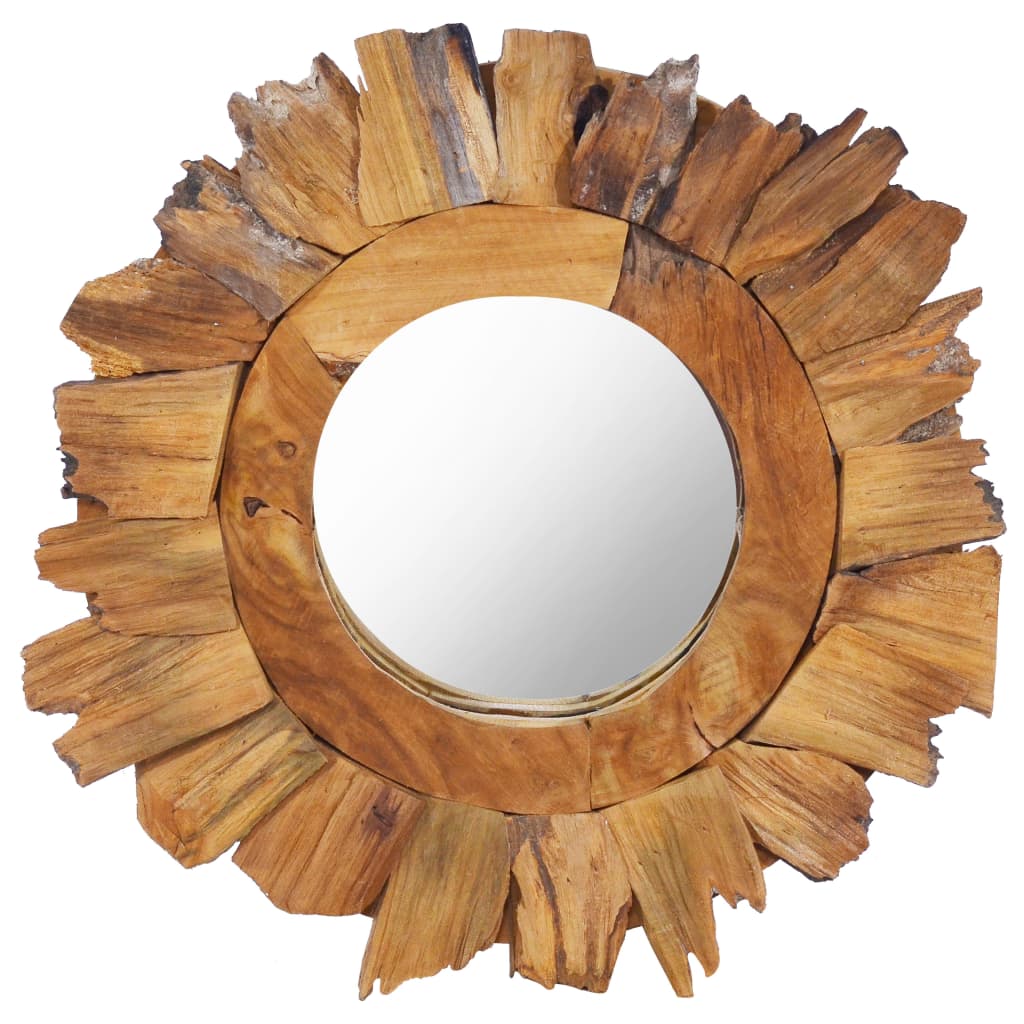 vidaXL sienas spogulis, 40 cm, apaļš, tīkkoks