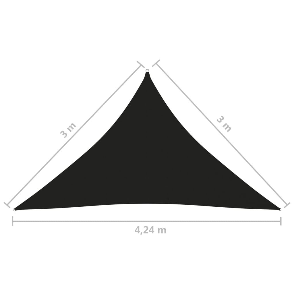 vidaXL saulessargs, 3x3x4,24 m, trijstūra, melns oksforda audums