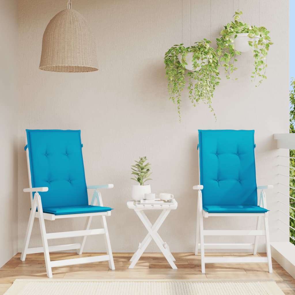 vidaXL dārza krēslu spilveni, 2 gab., zili, 120x50x3 cm, audums