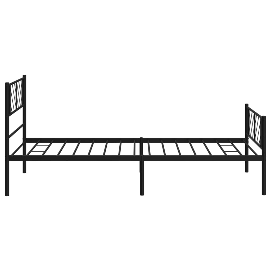 vidaXL gultas rāmis ar galvgali un kājgali, melns metāls, 75x190 cm