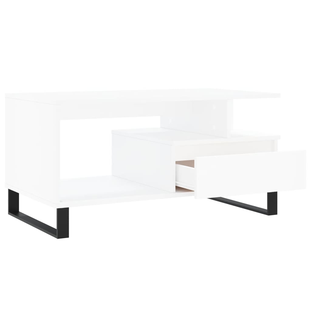 vidaXL kafijas galdiņš, balts, 90x49x45 cm, inženierijas koks