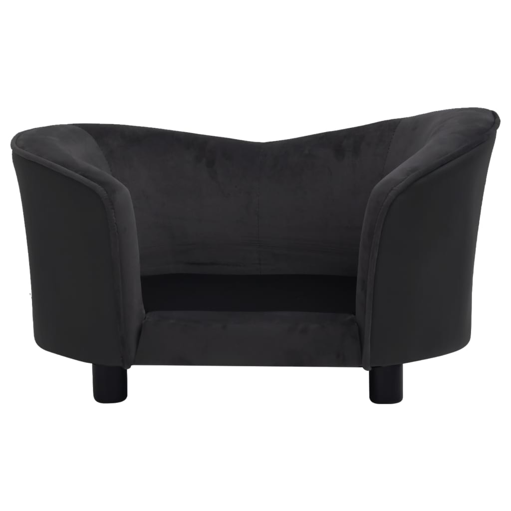 vidaXL suņu dīvāns, melns, 69x49x40 cm, plīšs, mākslīgā āda