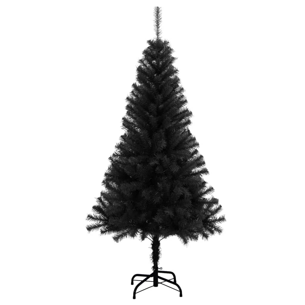 vidaXL mākslīgā Ziemassvētku egle ar statīvu, melna, 150 cm, PVC