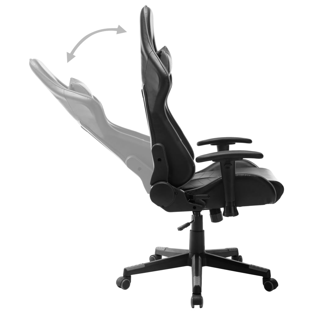 vidaXL datorspēļu krēsls, melna un pelēka mākslīgā āda