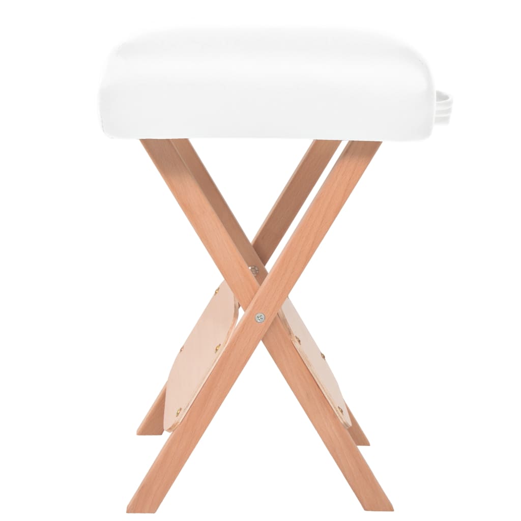 vidaXL saliekams masāžas krēsls, 12 cm, biezs sēdeklis, balts