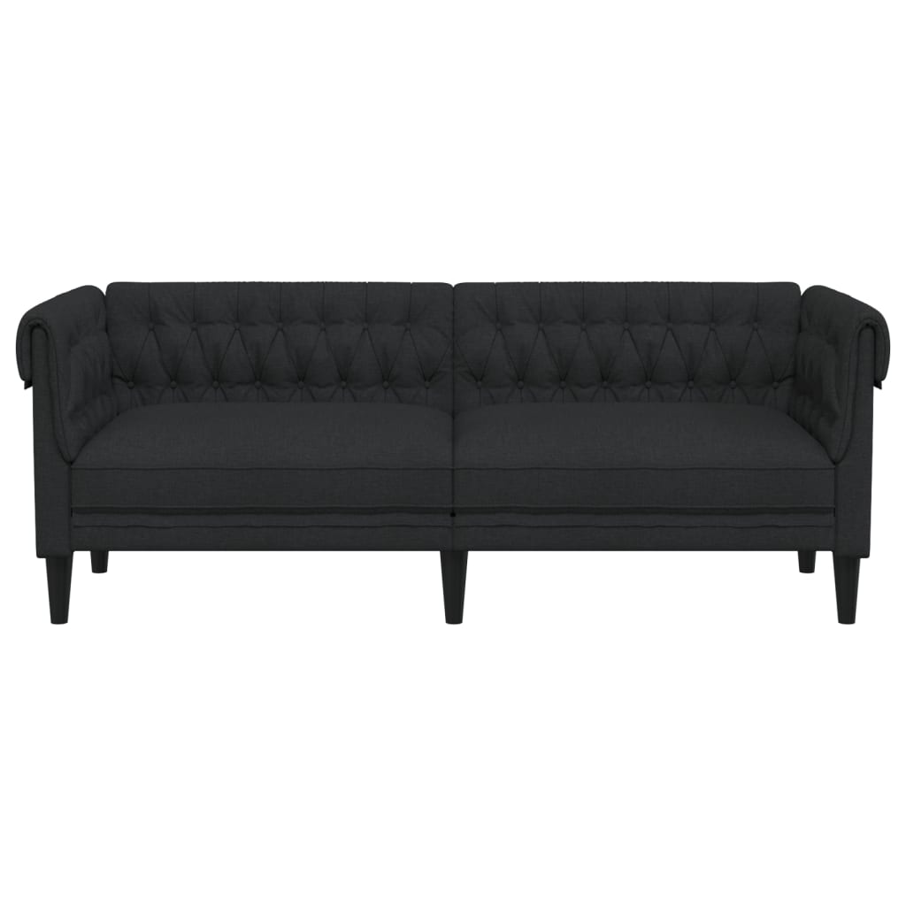 vidaXL trīsvietīgs Chesterfield dīvāns, melns audums