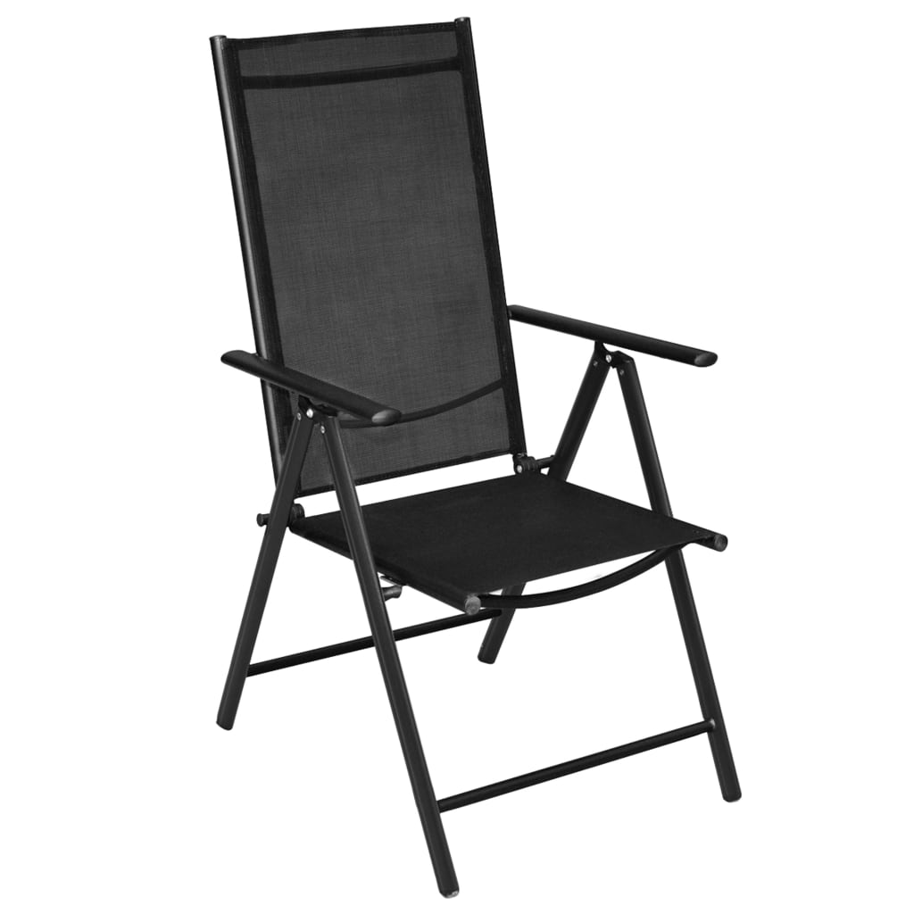 vidaXL saliekami dārza krēsli, 2 gab., alumīnijs un tekstilēns, melni