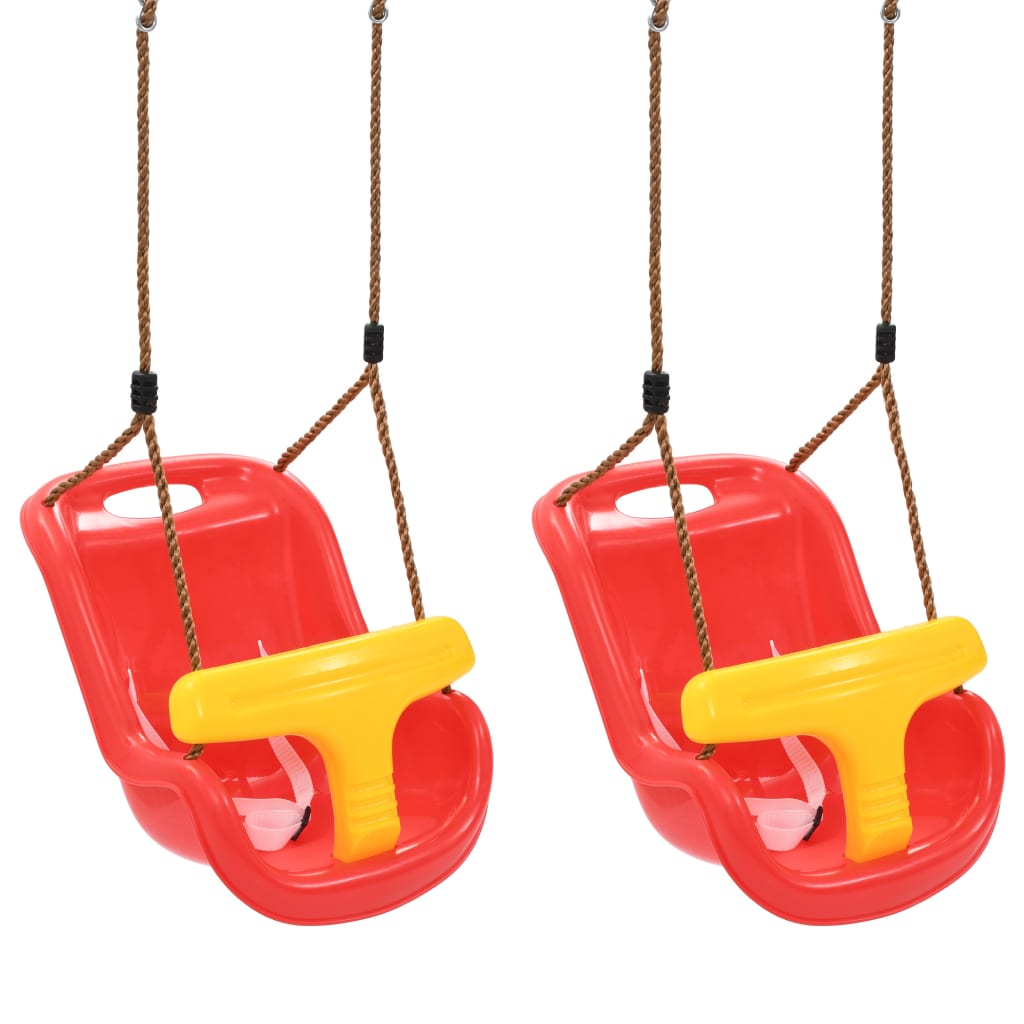 vidaXL bērnu šūpoles ar drošības jostu, 2 gab., PP, sarkanas