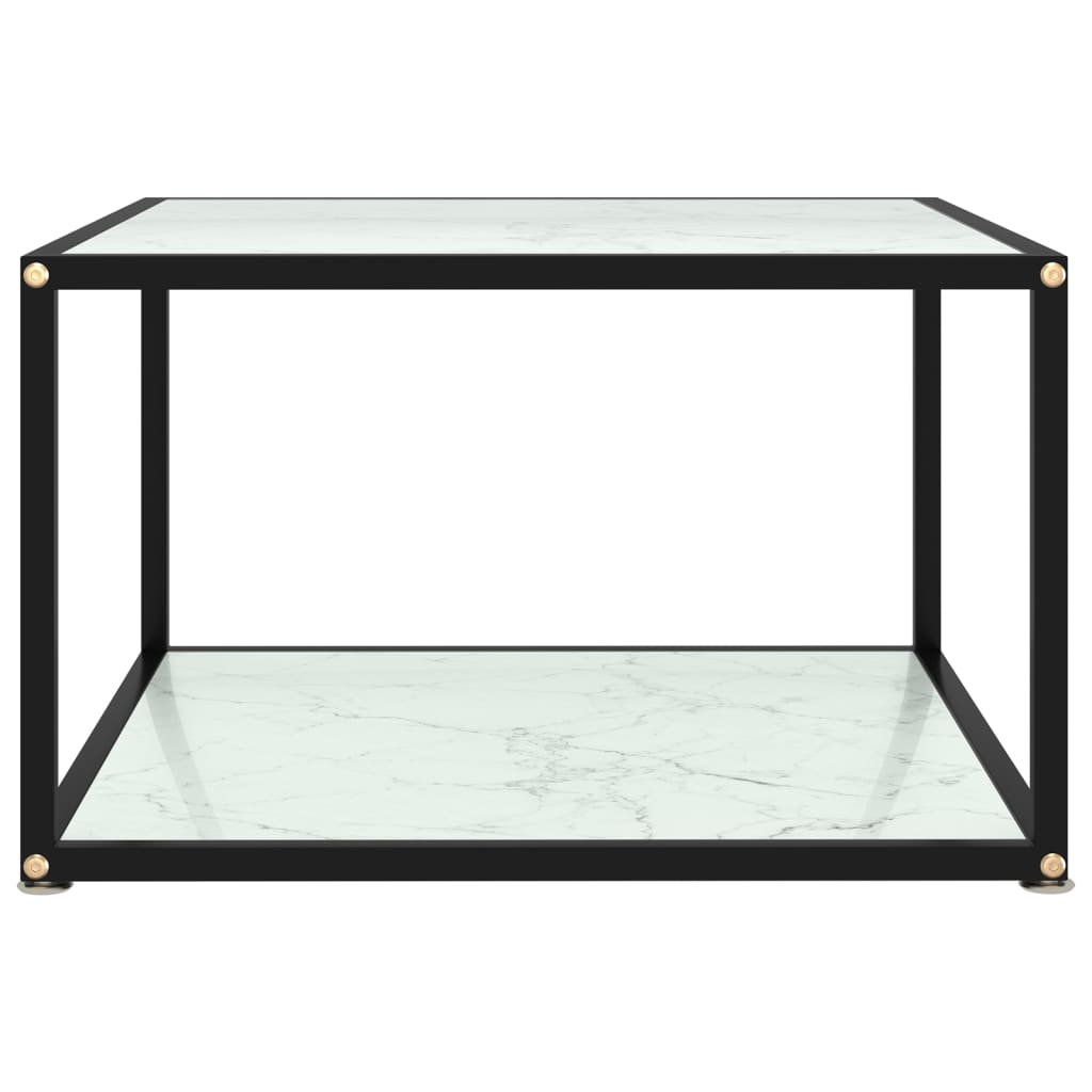 vidaXL kafijas galdiņš, balts, 60x60x35 cm, rūdīts stikls