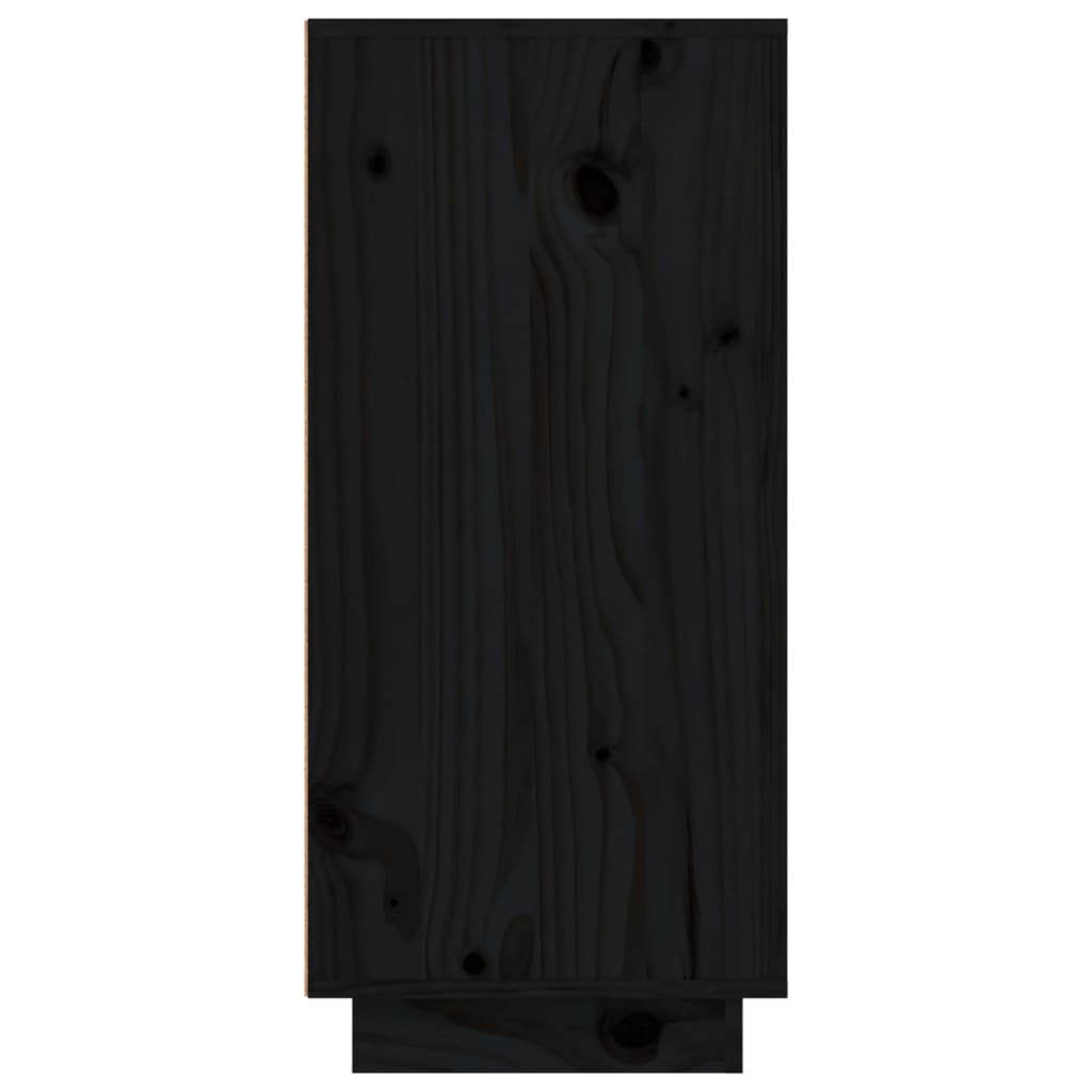 vidaXL kumode, melna, 111x34x75 cm, priedes masīvkoks